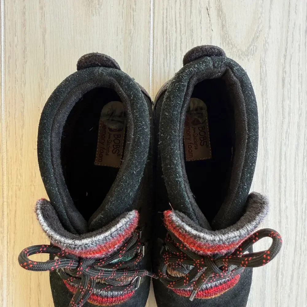 Skechers Bobs Women’s Size 5.5 Black Lace-Up Ankle Boots 34134